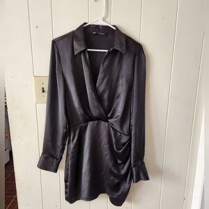 Zara Black Satin Dress Size M